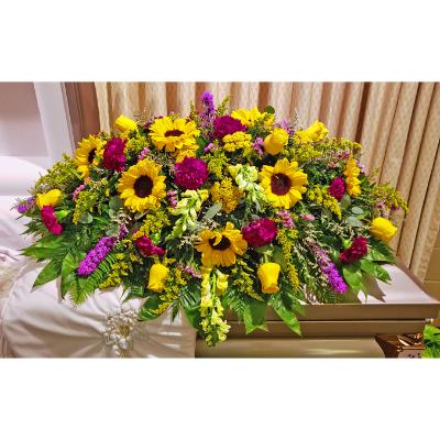Purple and Yellow Casket Spray – photo 2