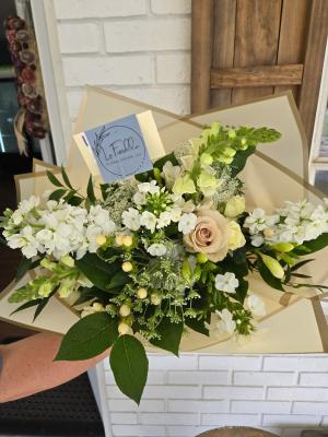 Elegant White & Blush Wrapped Bouquet | Soft Neutral Flowers by La Fiorella Floral Design – photo 2