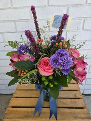 Pink & Purple Vase Arrangement | Fresh Mixed Flowers by La Fiorella Floral Design