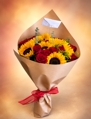 Roses and Sunflowers Hand-tied Bouquet