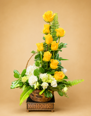 Cascading Rose Basket (In yellow) | Teresita Floral Creations in